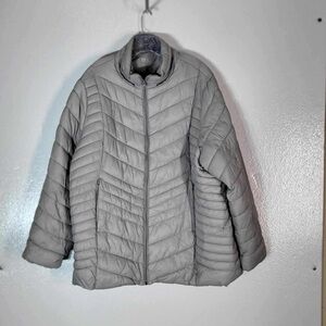Xersion Puffer Jacket Women's 3X Tan Beige Quilted Mid-Weight Zippered Jacket